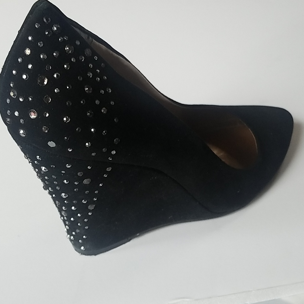 BCBG Black Suede Wedges